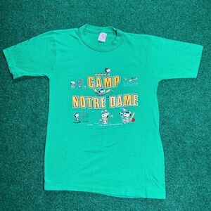 Vintage 70s 80s Camp Notre Dame Peanuts Snoopy Kid’s Large 14-16 Artex T Shirt